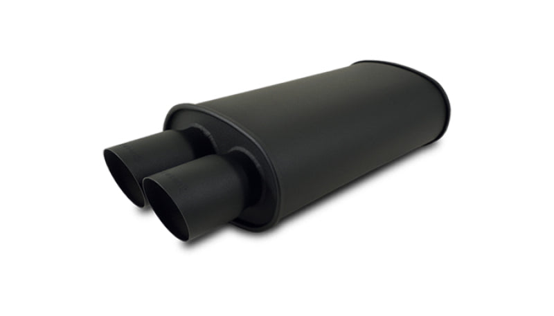 Vibrant StreetPower FLAT BLACK Oval Muffler with Dual 3in Outlet - 3in inlet