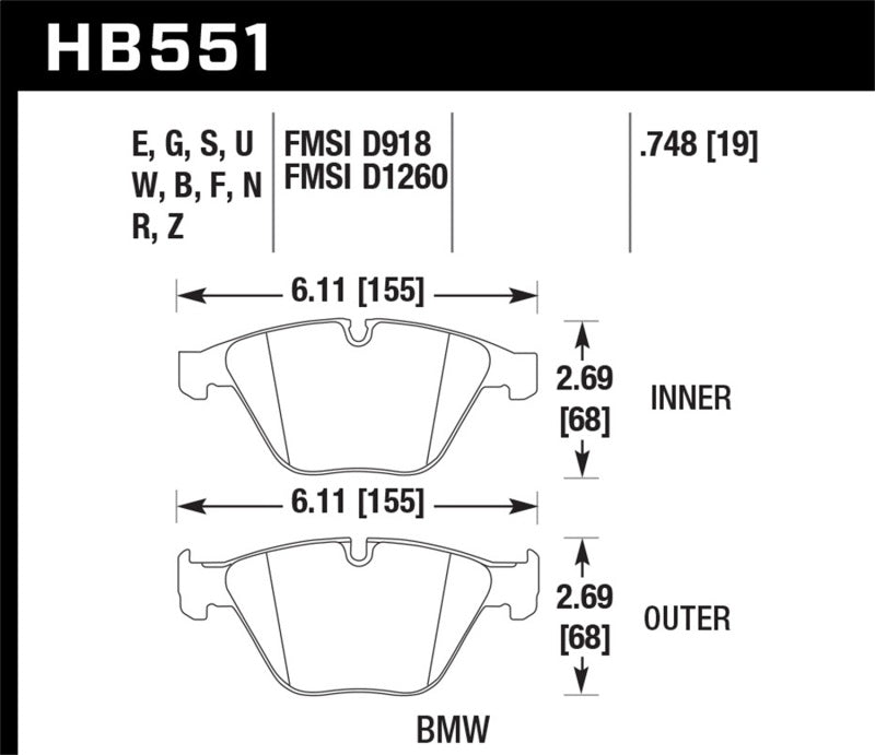 Hawk Performance HB551F.748 HPS Performance Street Brake Pads