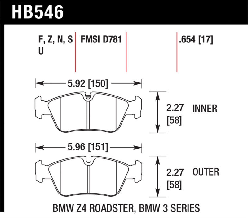 Hawk Performance HB546N.654 HP Plus Crossover Street/Motorsport Brake Pads