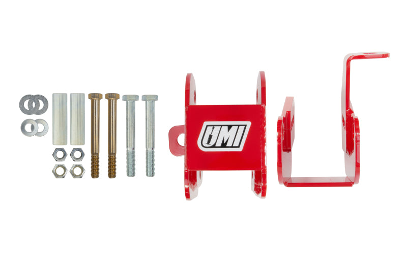 UMI Performance 2012-R Lower Control Arm Relocation Brackets Bolt-In Red