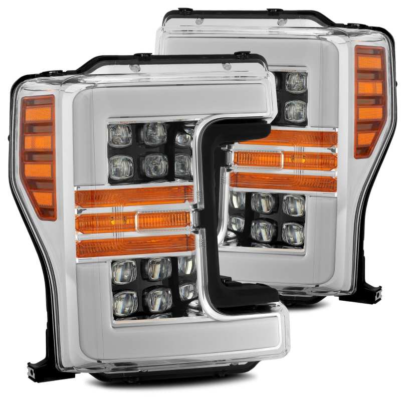 AlphaRex 880101 17-19 Ford F-250 SD NOVA LED Projector Headlights Plank Style Chrome with Activation Light/Sequential Signal
