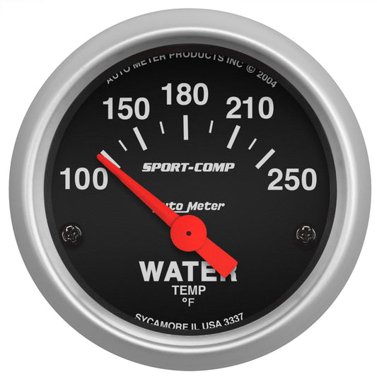 AutoMeter 3337 Sport-Comp 52mm 100-250 Degrees F Electronic Water Temperature Gauge