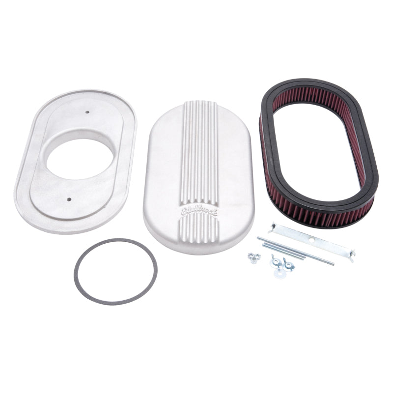 Edelbrock 41159 Air Cleaner Classic Series Oval Aluminum Top Cloth Element 17.5 in x 9.35 in x 3.9