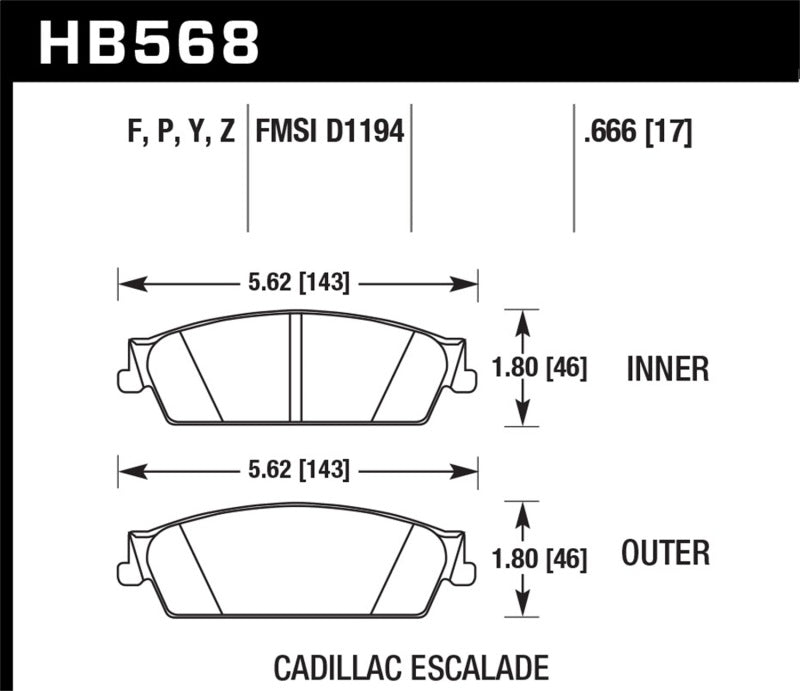 Hawk Performance HB568P.666 Super Duty Street Brake Pads