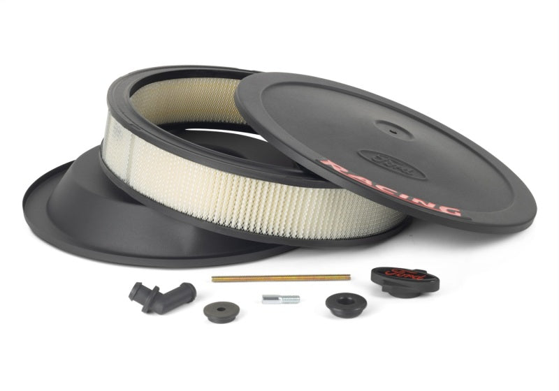 Ford Racing Air Cleaner Kit - Black Crinkle Finish with Red Emblem