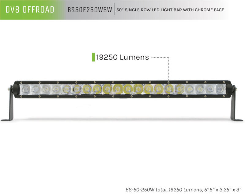 DV8 Offroad 50in Light Bar Slim 250W Spot 5W CREE LED - Black - #BS50E250W5W