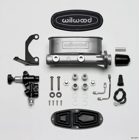 Wilwood HV Tandem M/C Kit w L/H Bracket & Prop Valve - 1 1/8in Bore - #261-13270
