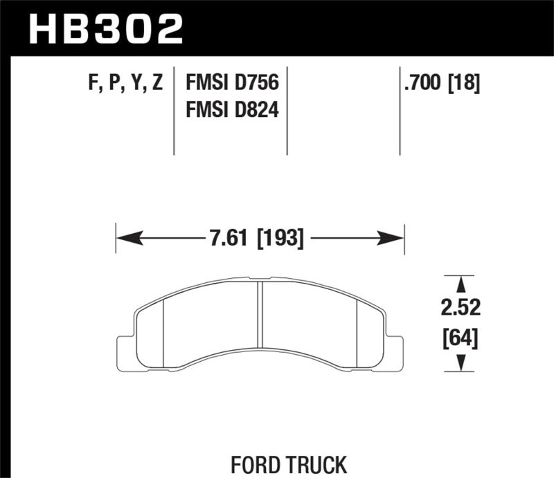 Hawk Performance HB302P.700 Super Duty Street Brake Pads