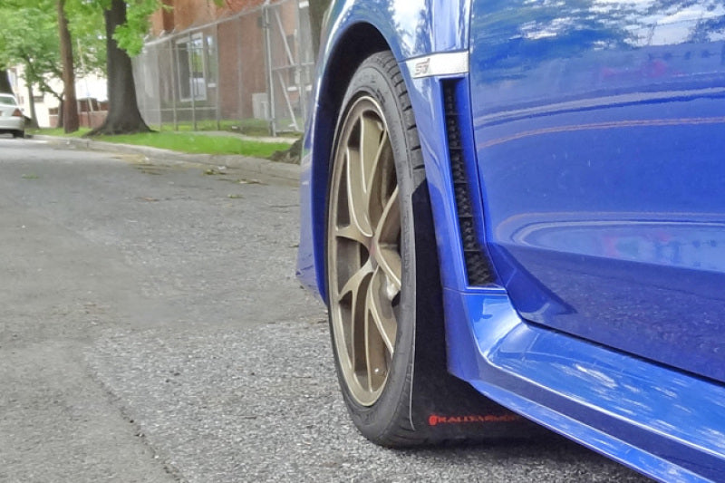 Rally Armor UR Mud Flaps - 2015-2021 Subaru WRX / WRX STI - Black/Silver Logo - #MF32-UR-BLK/SIL