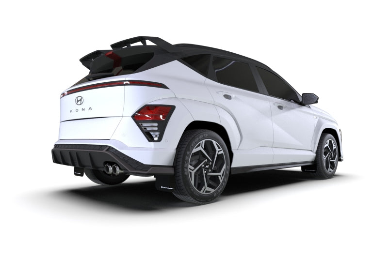 Rally Armor UR Mud Flaps - 2024-2025 Hyundai Kona - Black/White Logo - #MF103-UR-BLK-WH