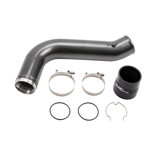 Wehrli Custom Fabrication WCF100530-GB Passenger Side 3.5in Intercooler Pipe Gloss Black for 2017-2019 Chevrolet Silverado / GMC Sierra 2500 HD / 3500 HD L5P Duramax