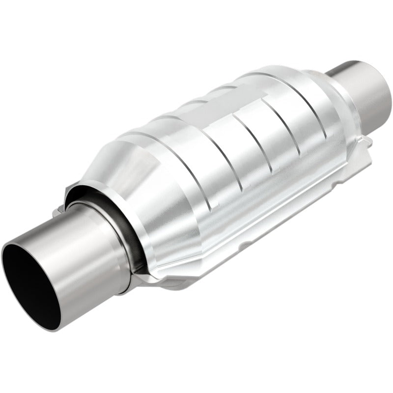 MagnaFlow 51204 Conv Univ 2in Inlet/Outlet Ctr/Ctr Round 9in Body L x 5.125in W x 13in Overall L 49 State - #51204