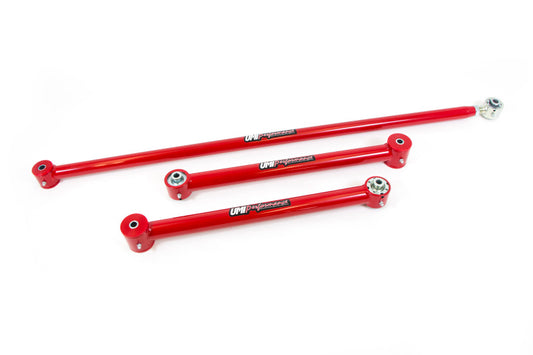 UMI Performance 203336-R Lower Control Arm and Panhard Bar Kit Roto-Joints Red
