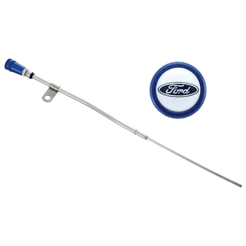 Ford Racing Dipstick Kit - Anodized Aluminum Handle with Embossed Ford Logo