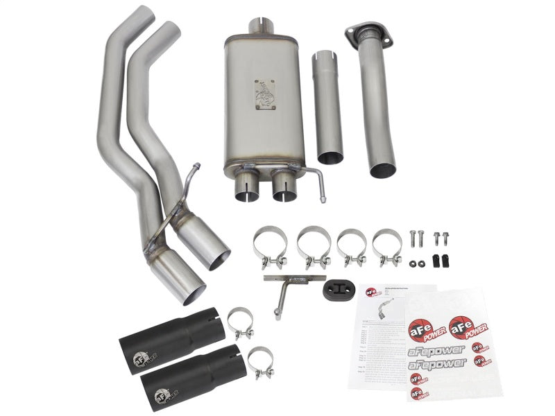 aFe Rebel Exhausts 3in SS Cat-Back 15-16 Ford F-150 EcoBoost V6 2.7/3.5L V8 5.0L w/ Black Tips - #49-43081-B