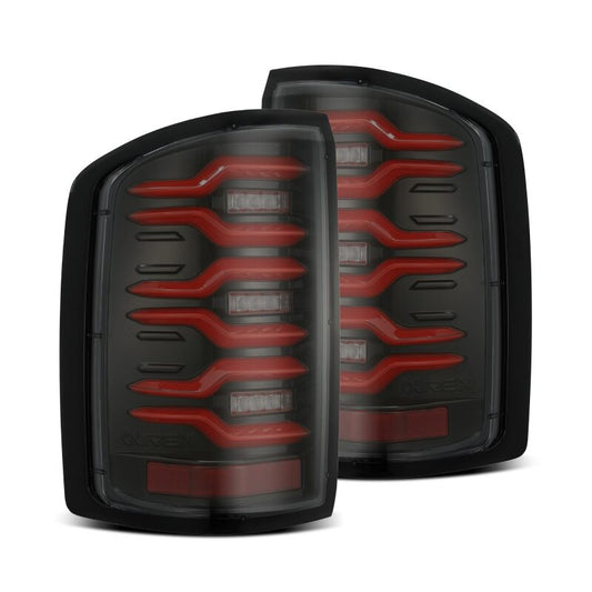 AlphaRex 630050 14-18 GMC Sierra 1500/2500 HD/3500 HD LUXX-Series LED Tail Lights Black/Red w/Activation Light Sequential Signal