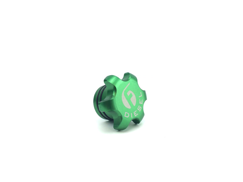 Fleece Performance FPE-FC-1316-GRN for 13-18 Dodge Cummins Green Anodized Billet Fuel Cap
