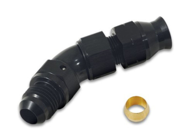 Vibrant 45 Degree 1/2in Tube to Male -8AN Flare Adapter w/Olive Inserts
