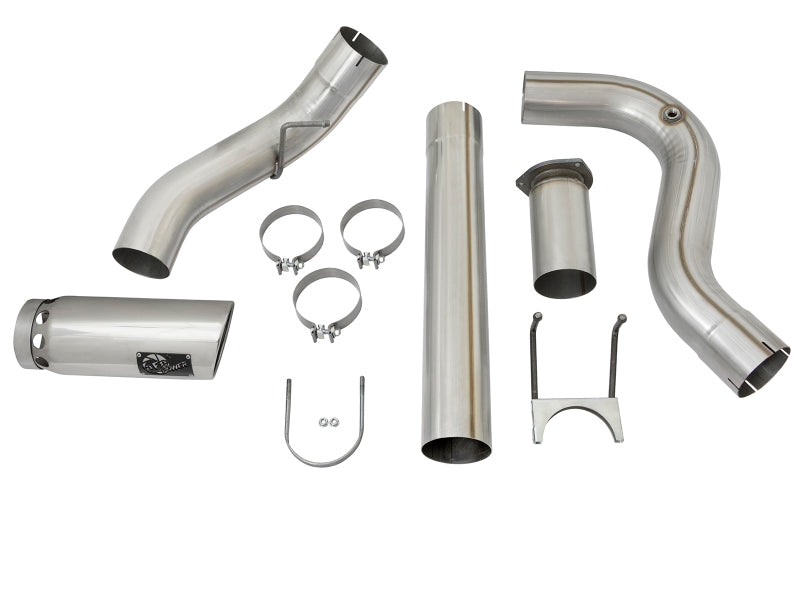 aFe ATLAS 5in DPF-Back Alum Steel Exhaust System w/Polished Tip 2017 Ford Diesel Trucks V8-6.7L (td) - #49-03090-P