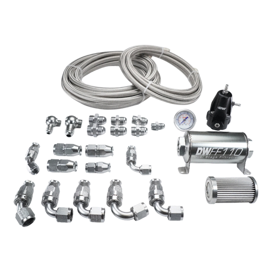 DeatschWerks X2 Series Pump Hanger -8AN Feed w/ -6AN Return PTFE Plumbing Kit for 92-00 Honda Civic