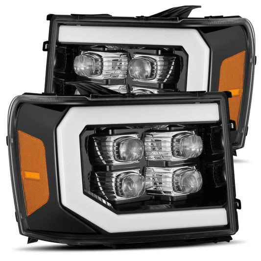 AlphaRex 880608 07-13 GMC 1500 HD NOVA LED Projector Headlights Plank - Jet Black w/Activation Light/Sequential Signal/DRL
