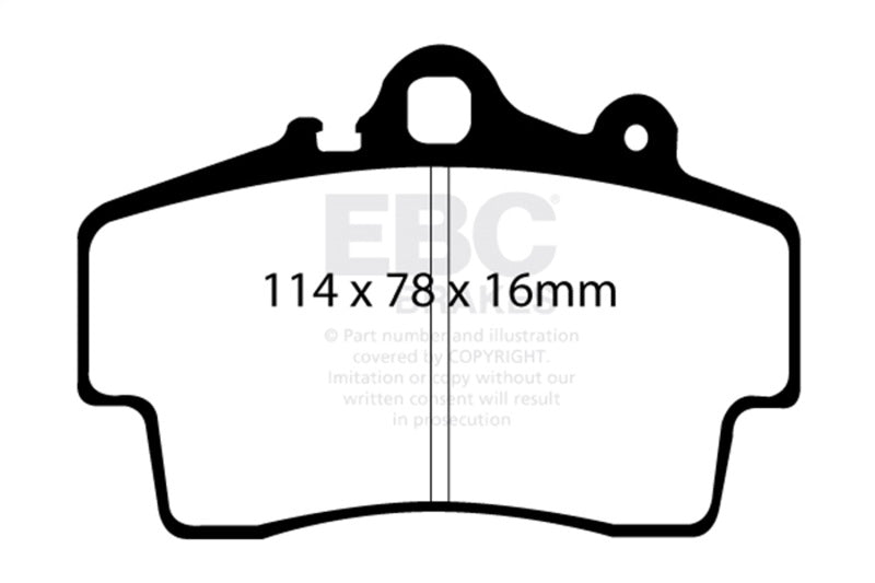 EBC 1997-1999 Porsche Boxster (Cast Iron Rotors only) 2.5 Yellowstuff Front Brake Pads DP41207R