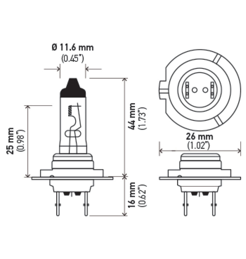HELLA H7 12V 55W PX26d HP 2.0 Halogen Bulbs Pair