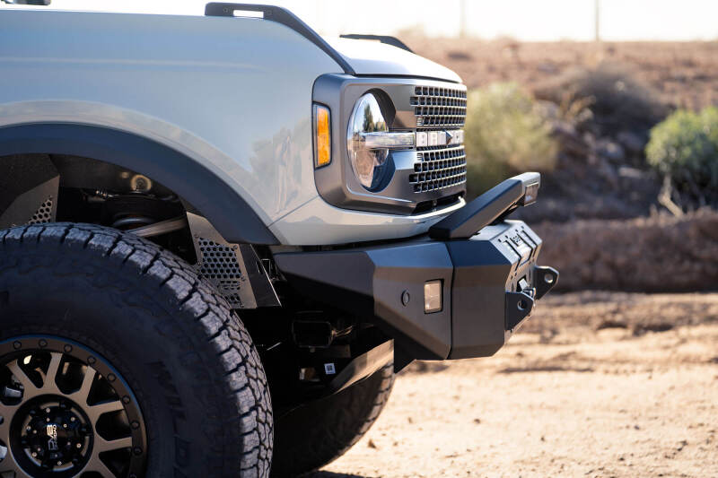 DV8 Offroad 2021+ Ford Bronco Front Bumper Winch Capable w/ Optional Bull Bar/Aux Light Opening - #FBBR-01