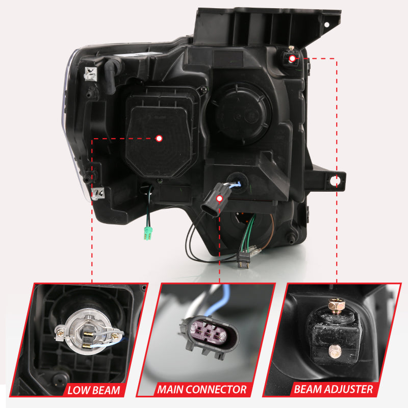 ANZO 2009-2014 Ford F-150 LED Projector Headlights