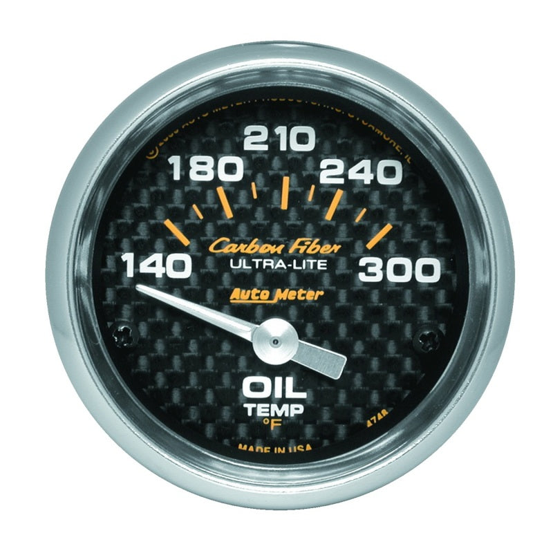 AutoMeter 4748 Carbon Fiber 52mm 140-300 Degrees F Electronic Oil Temperature Gauge