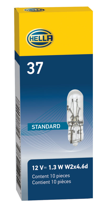 HELLA 37 12V 1.3W W2x4.6d T1.75 Bulb Pack of 10