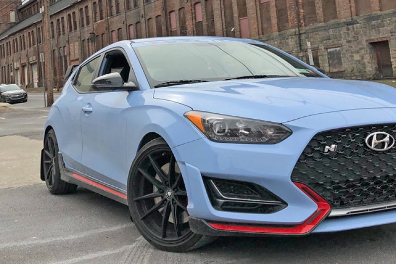 Rally Armor UR Mud Flaps - 2019-2022 Hyundai Veloster N - Black/Red Logo - #MF57-UR-BLK/RD