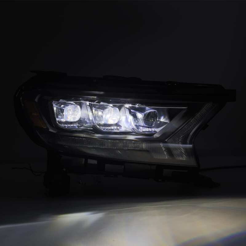 AlphaRex 880124 19-21 Ford Ranger NOVA LED Projector Headlights Plank Style Black with Activation Light/Sequential Signal/DRL