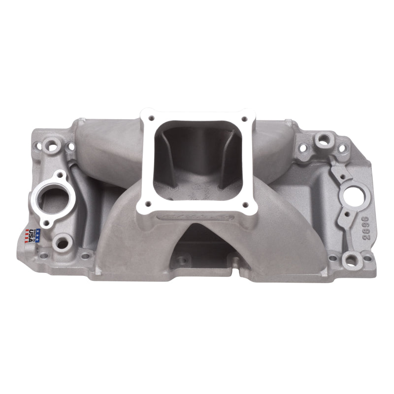 Edelbrock 2896 Manifold BBC Short Deck Super Victor 565 Conventional Rectangular Port Heads