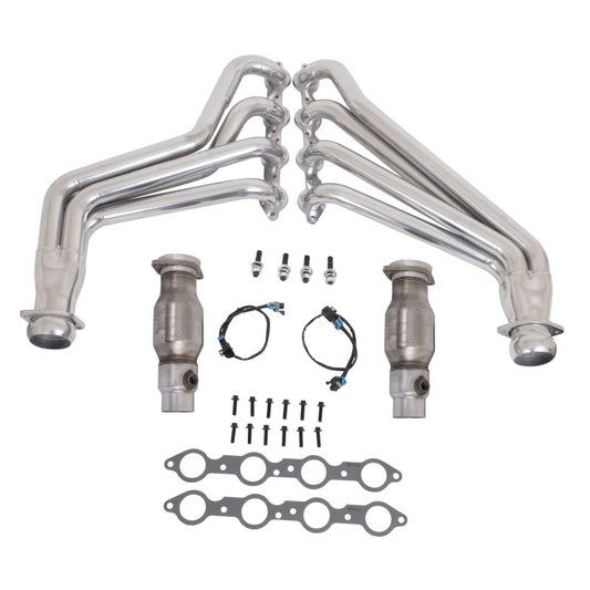 BBK Performance 40210 Long Tube Headers with High Flow Catalytic Converters 1-3/4 Silver Ceramic for 2010-2015 Chevrolet Camaro SS / ZL1 (6.2L)