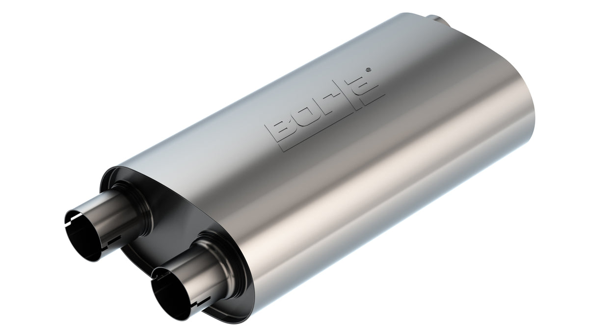 Borla 400499 ProXS Transverse Flow Muffler 3 in Inlet / 2.5 in Dual Outlet Notched Oval