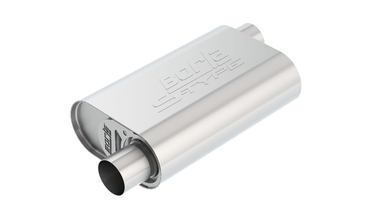 Borla 400773 CrateMuffler S-Type Oval Muffler 2.5 in Offset / Center (14 x 4.35 x 9 in) for Small Block Chevrolet Hot 350/383