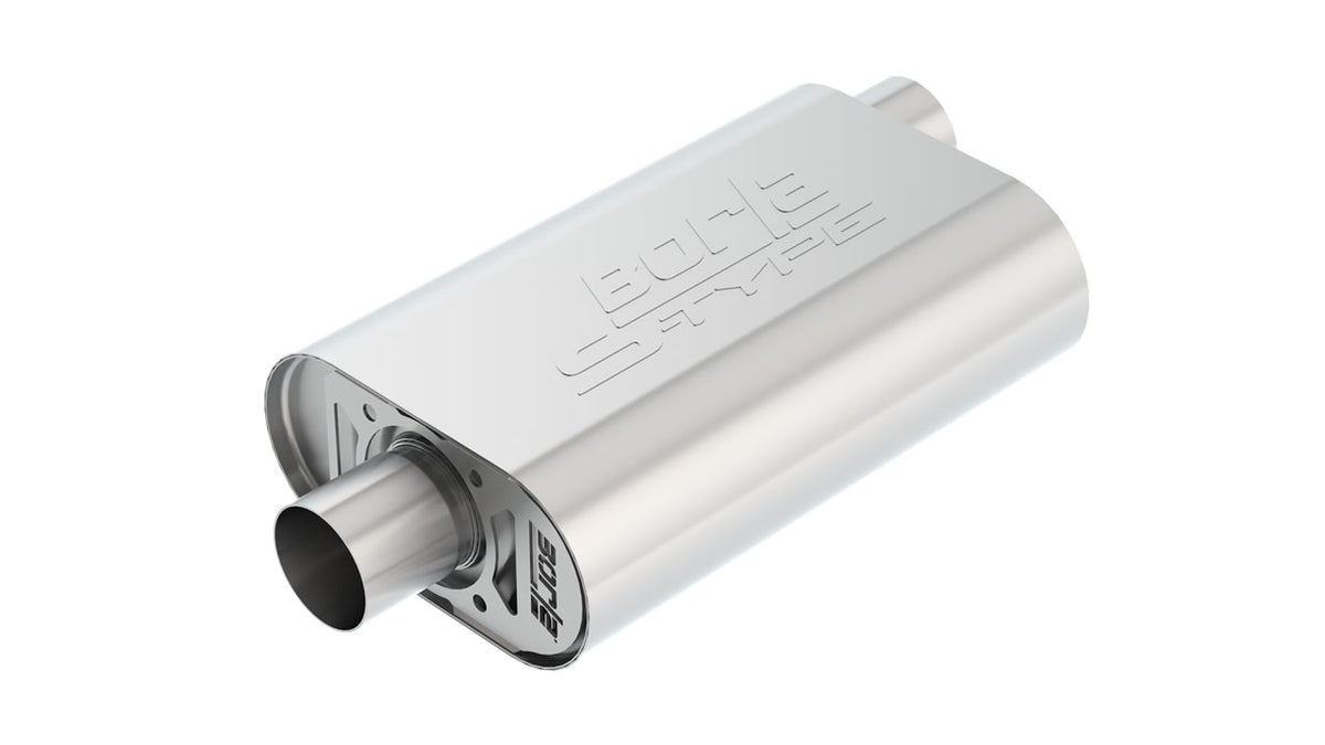 Borla 400819 CrateMuffler Oval Muffler 2.5 in Offset / Center (14 x 4.35 x 9 in) for Small Block Chevrolet Hot 350/383