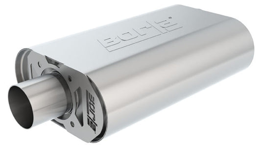 Borla 400825 CrateMuffler S-Type Oval Muffler 2.5 in Offset / Center (14 x 4.35 x 9 in) for Small Block Chevrolet 283/327/350