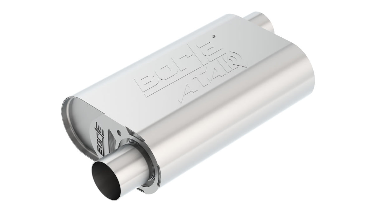 Borla 400835 CrateMuffler ATAK Oval Muffler 2.25 in Inlet / Outlet for Small Block Ford 289/302 (Excluding Coyote)