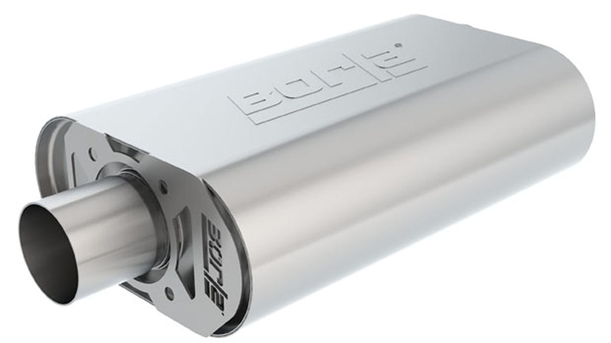 Borla 400850 CrateMuffler ATAK Oval Muffler 2.5 in Offset / Center (14 x 4.35 x 9 in) for Small Block Chevrolet 283/327/350