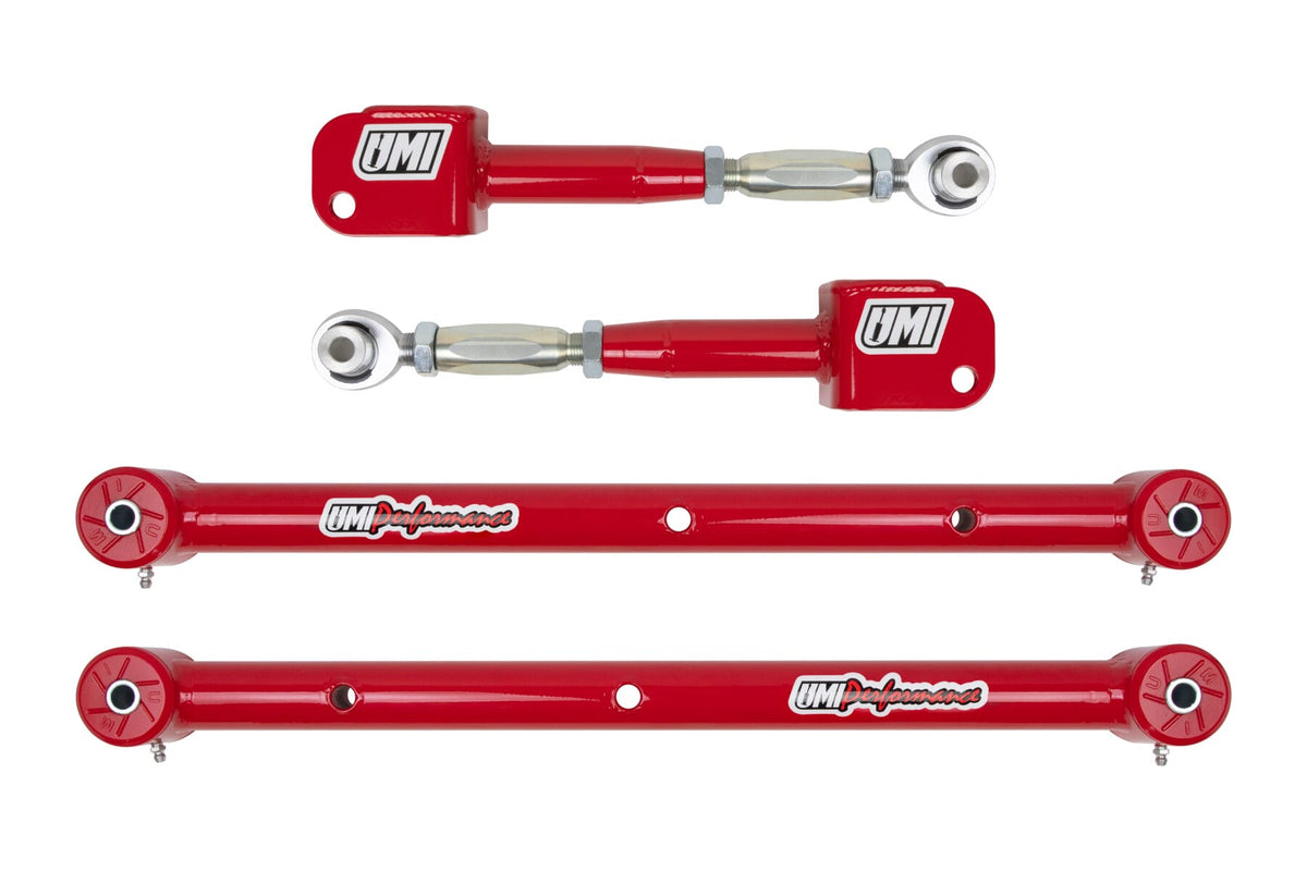 UMI Performance 401519-R Lower and Adjustable Upper Control Arm Kit Red