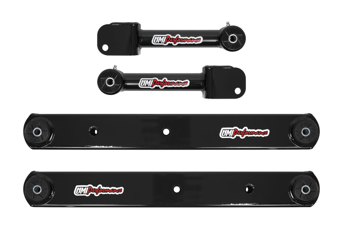 UMI Performance 402116-B Rear Control Arm Kit Fully Boxed Lowers Black