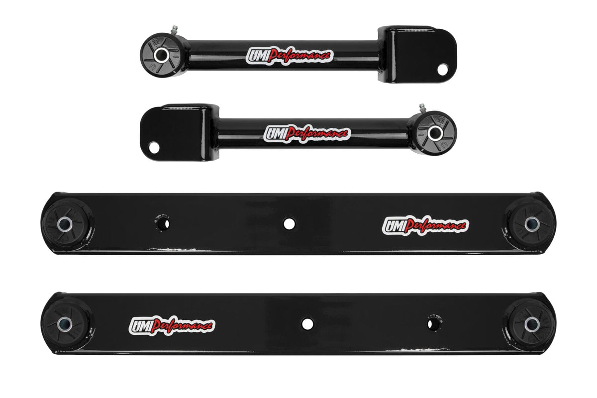 UMI Performance 402118-B Rear Control Arm Kit Fully Boxed Lowers Black