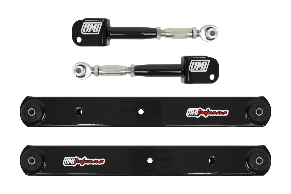 UMI Performance 402119-B Rear Control Arms Boxed Lowers Adjustable Uppers Black