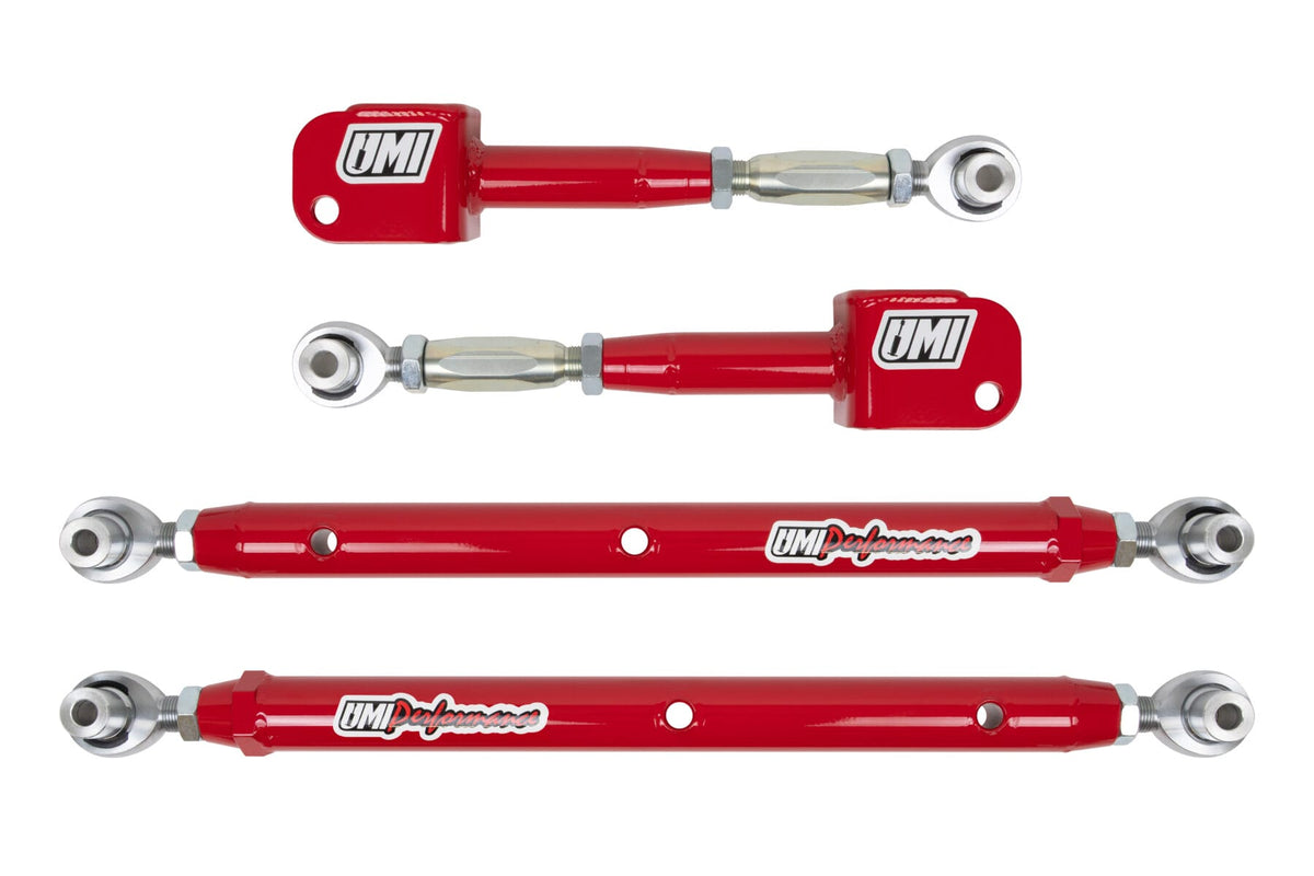 UMI Performance 402719-R Double Adjustable Upper and Lower Rear Control Arms Red
