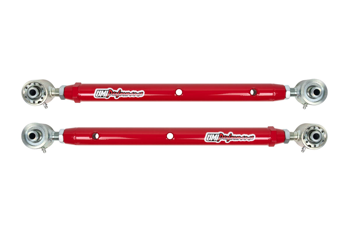 UMI Performance 4043-R Double Adjustable Lower Control Arms with Roto-Joints Red