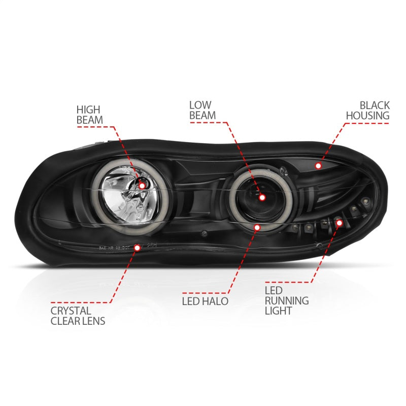 ANZO 1998-2002 Chevrolet Camaro LED Projector Headlights