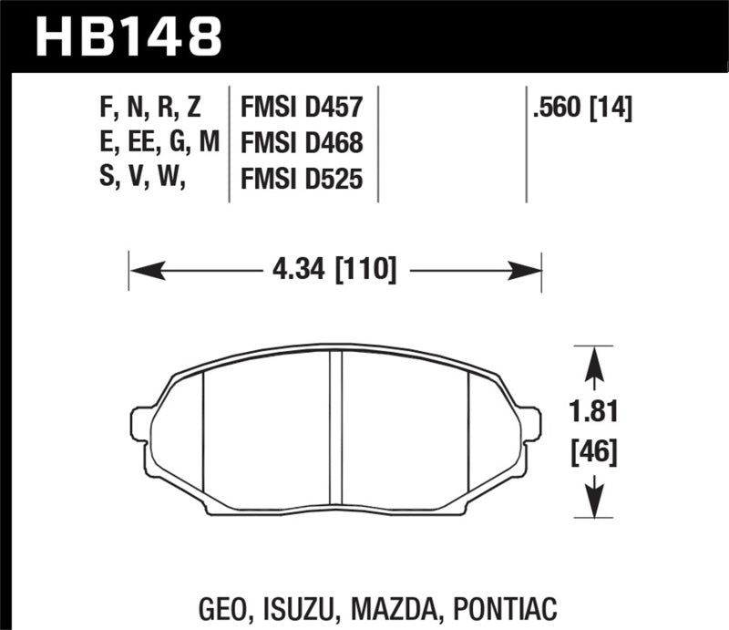 Hawk Performance HB148M.560 Black Motorsport Brake Pads