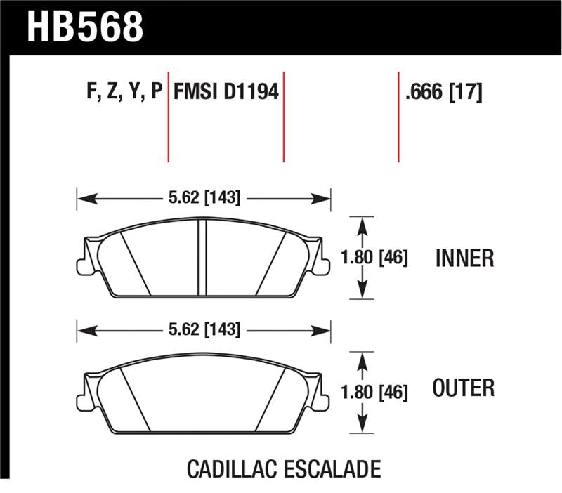 Hawk Performance HB568Y.666 LTS Light Truck and SUV Street Brake Pads